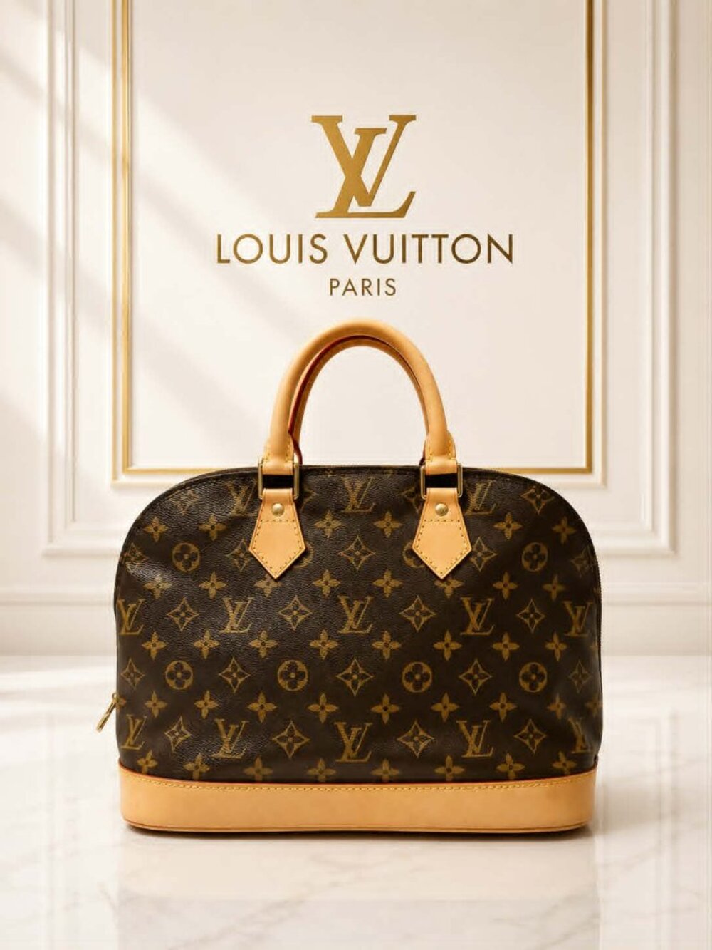 Authentic Louis Vuitton Alma PM Monogram Top Handle Bag